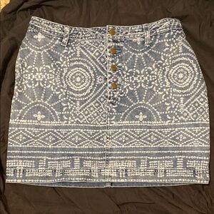 Free People Bohemian Blue and White Mini Pencil Skirt